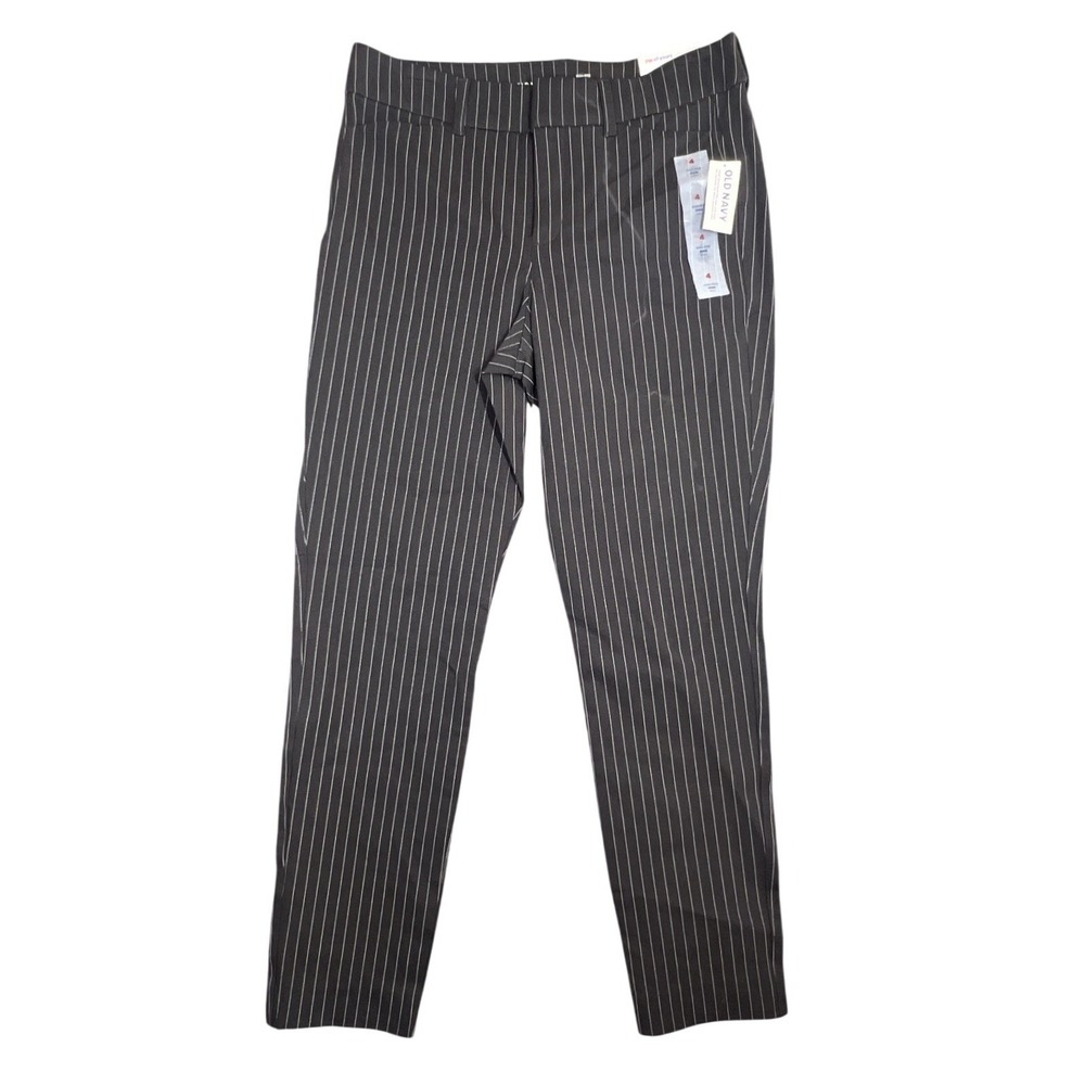 Old Navy Women's High-Rise Pixie Ankle Pants Size 4 Black Pinstripe NWT Stretch